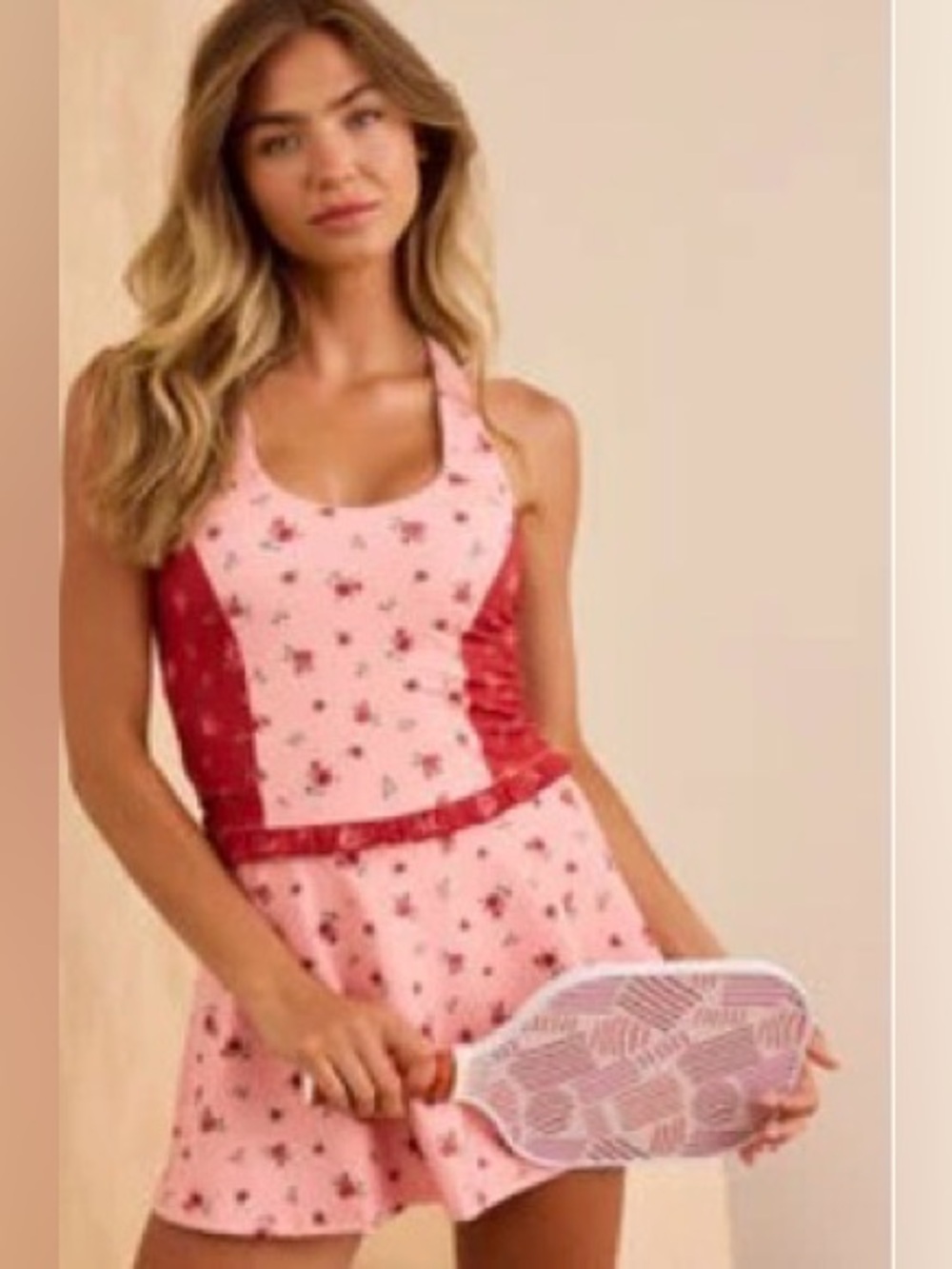 AS Revival Floral Coral and Red Mini Dress with Side Panels and ruffle